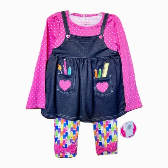 Nautinati Derby Rib Cotton Peach Top And Leggings Set For Girls